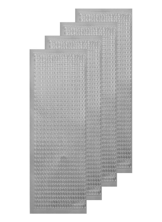 MECCANIXITY 4 Sheets Nail Silver Art Stickers Decals 3D Chains Line Metallic Sticker Holographic Self Adhesive for Nail Scrapbook DIY Decoration - Image 1